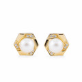 'Aliva' Women's Sterling Silver Stud Earrings - Gold ZO-7469/G