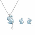 Swarovski® 'Iconic Swan' Women's Base Metal Set: Necklace + Earrings - Silver 5660597